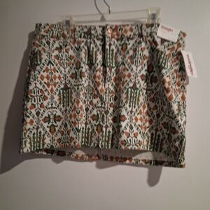 Wrangler Green and Orange Patterned Mini Skirt Nwts